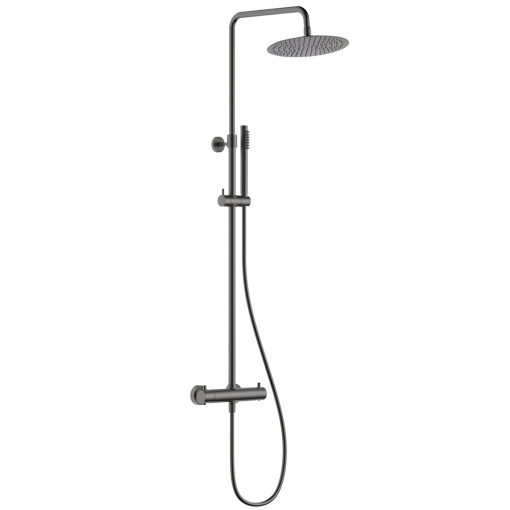AQM 8006GM Душевая система с термостатом, Ø250, 1/1 режим, латунная лейка, верхний душ - сталь