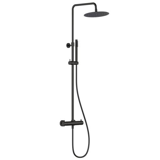 AQM 8006MB Душевая система с термостатом, Ø250, 1/1 режим, латунная лейка, верхний душ - сталь