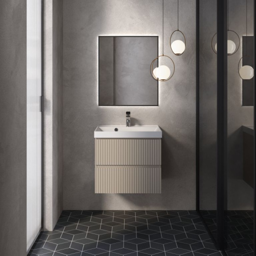 AQM900160BG "S1" тумба под умывальник подвесная 60  цвет бежевый.