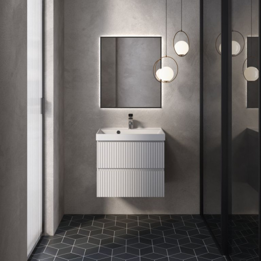 AQM900160WH "S1" тумба под умывальник подвесная 60  цвет белый глянец.