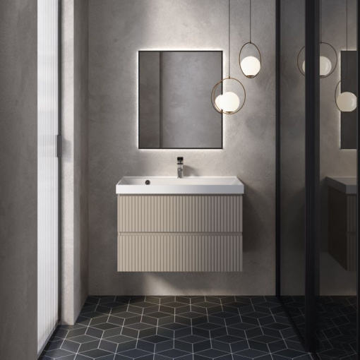 AQM900180BG "S1" тумба под умывальник подвесная 80  цвет бежевый.