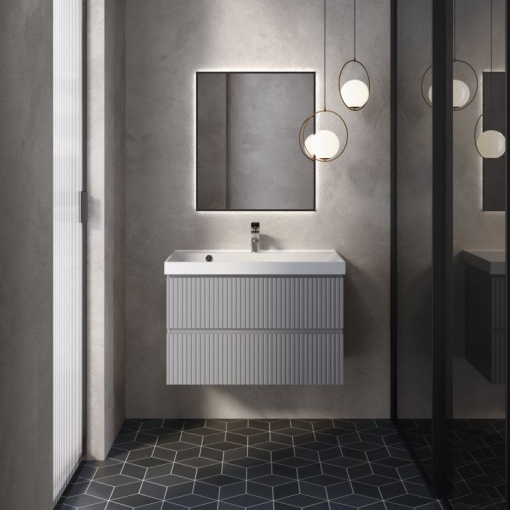 AQM900180GM "S1" тумба под умывальник подвесная 80  цвет серый.