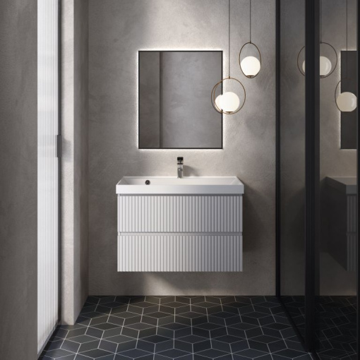 AQM900180WH "S1" тумба под умывальник подвесная 80  цвет белый глянец.