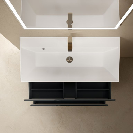 AQM900310GM "S3" тумба под умывальник подвесная 100  цвет антрацит.