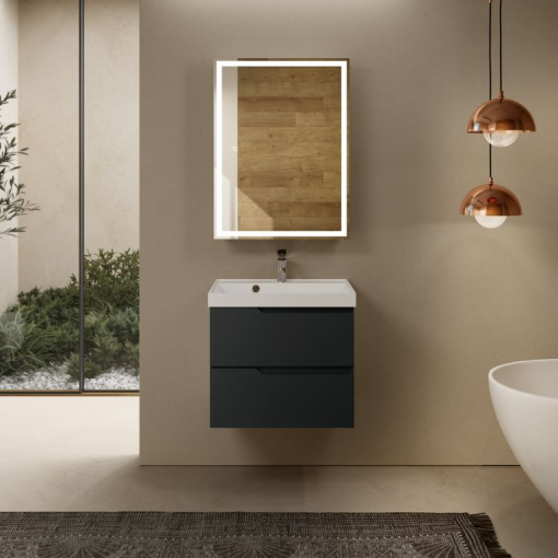 AQM900360GM "S3" тумба под умывальник подвесная 60  цвет антрацит.