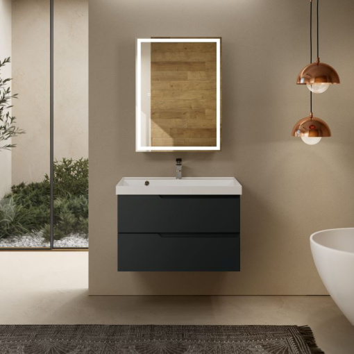 AQM900380GM "S3" тумба под умывальник подвесная 80  цвет антрацит.