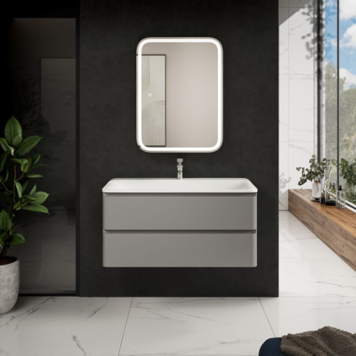 AQM900410GM "S4" тумба под умывальник подвесная 100  цвет серый.