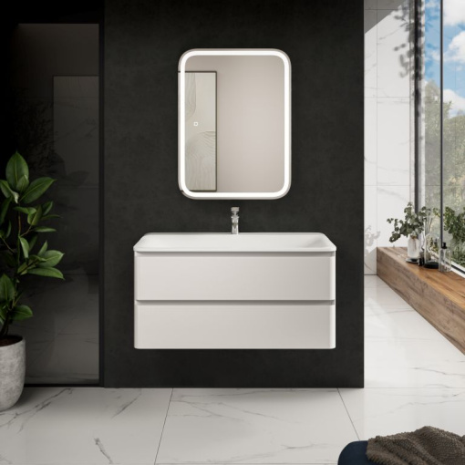 AQM900410WH "S4" тумба под умывальник подвесная 100  цвет белый глянец.