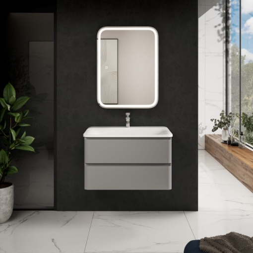 AQM900480GM "S4" тумба под умывальник подвесная 80  цвет серый.