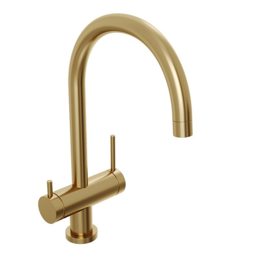 Смеситель для кухни Abelsberg Aera AWF70029BG с возможностью подключения фильтра для воды, цвет королевское золото, PVD покрытие
