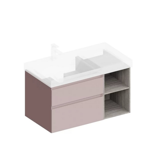 CU.90Lh/MAL Тумба CUBO подвесная 90 левая, мальва, 2 ящика + 2 открытые полки