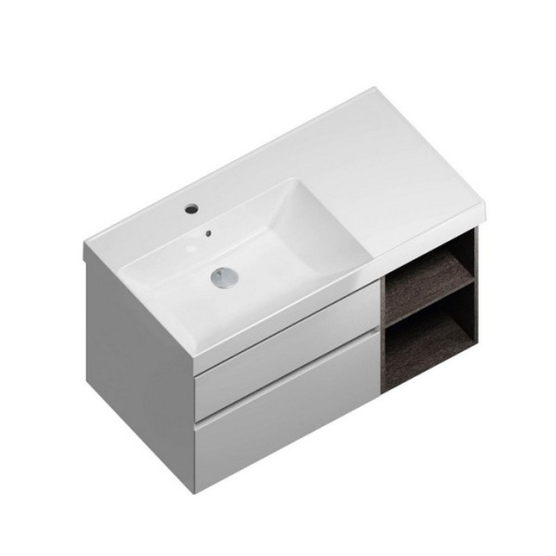 CU.90Lh/WHT Тумба CUBO подвесная 90 левая, белый+ментс, 2 ящика + 2 открытые полки
