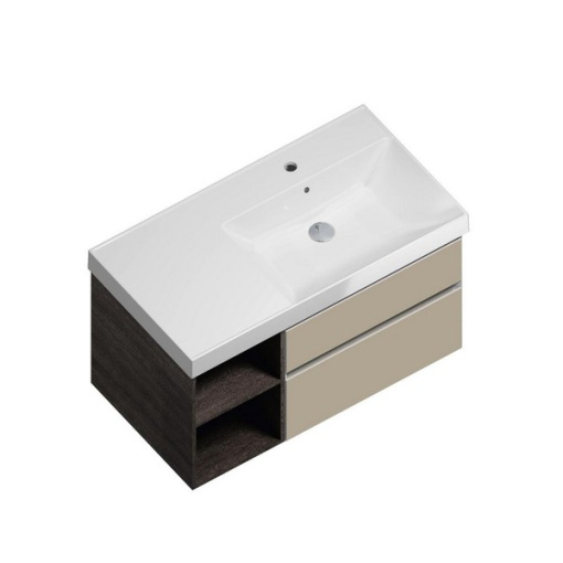 CU.90Rh/LIM Тумба CUBO подвесная 90 правая, лимо, 2 ящика + 2 открытые полки