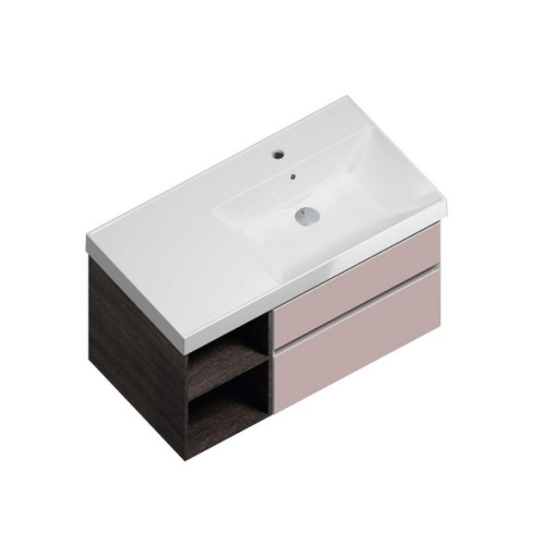 CU.90Rh/MAL Тумба CUBO подвесная 90 правая, мальва, 2 ящика + 2 открытые полки