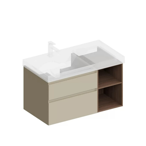 CUB.90.2Lh/LIM.N Тумба CUBO левая подвесная с ящиками 90, лимо матовая- структ.орех