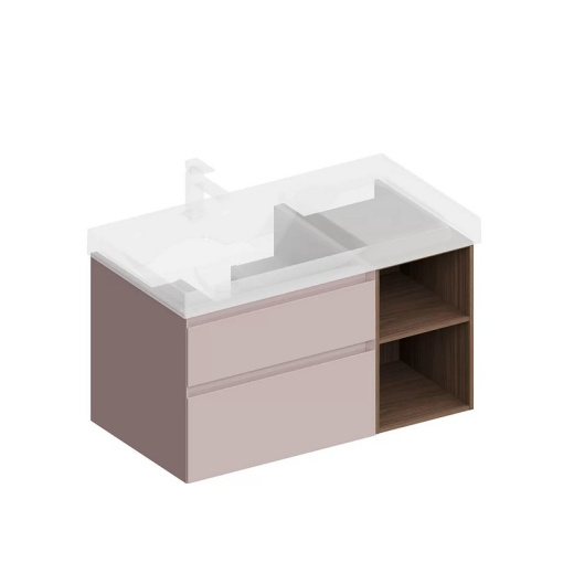 CUB.90.2Lh/MAL.N Тумба CUBO левая подвесная с ящиками 90, мальва матовая- структ.орех