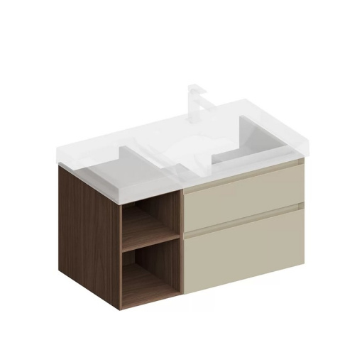 CUB.90.2Rh/LIM.N Тумба CUBO правая подвесная с ящиками 90, лимо матовая- структ.орех