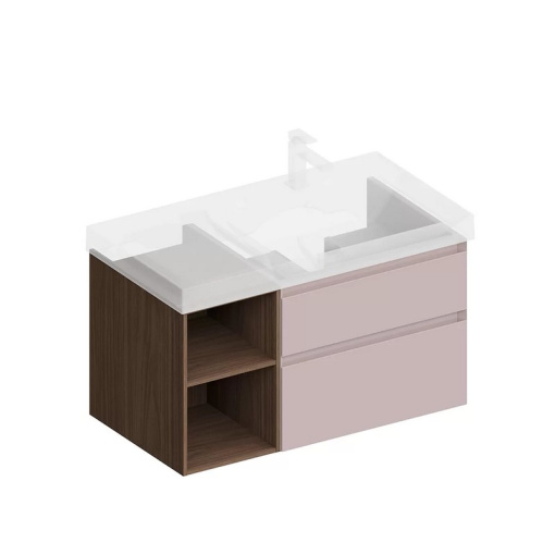 CUB.90.2Rh/MAL.N Тумба CUBO правая подвесная с ящиками 90, мальва матовая- структ.орех