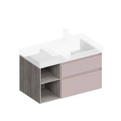 CUB.90Rh/MAL Тумба CUBO правая подвесная с ящиками 90, мальва матовая-древесная
