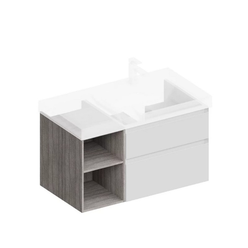 CUB.90Rh/WHT.M Тумба CUBO правая подвесная с ящиками 90, белая матовая-древесная
