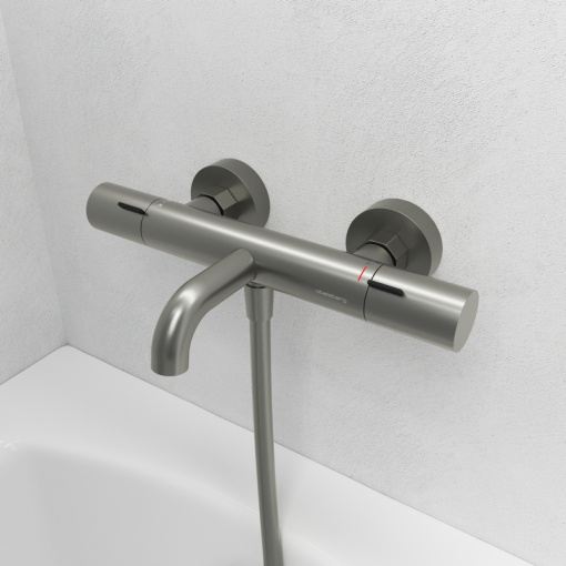 Смеситель для ванны и душа Abelsberg Fluida ERF75101BN с термостатом, титан