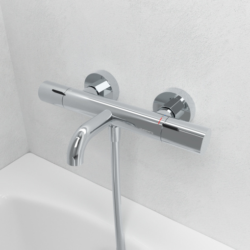 Смеситель для ванны и душа Abelsberg Fluida ERF75101CH с термостатом, глянцевый хром