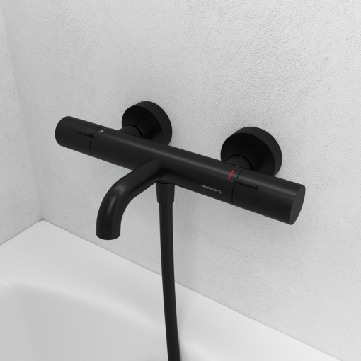 Смеситель для ванны и душа Abelsberg Fluida ERF75101MB с термостатом, вулканический черный