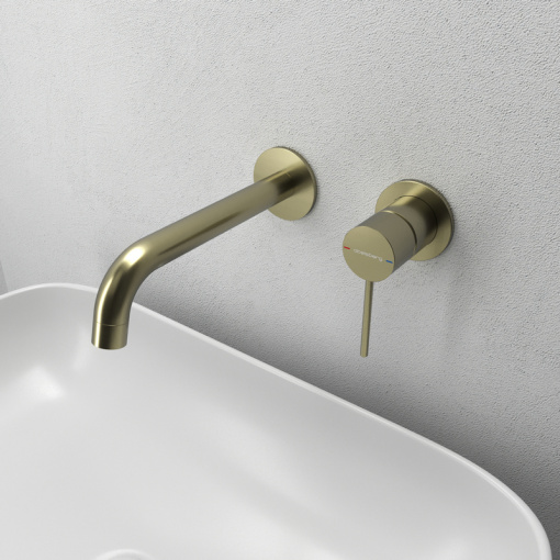 Смеситель для раковины Abelsberg Fluida ERF75105BG из стены, королевское золото