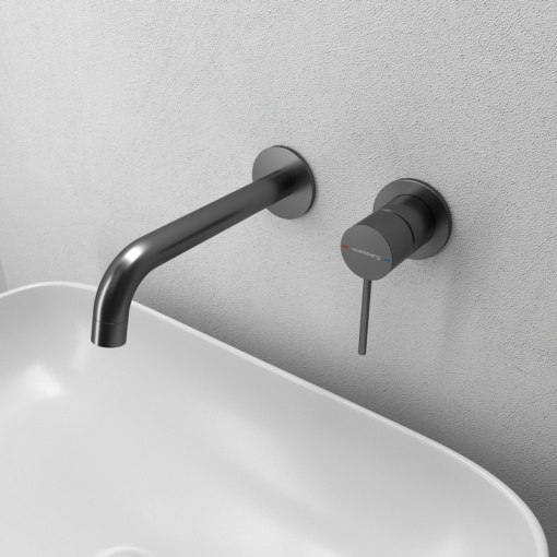 Смеситель для раковины Abelsberg Fluida ERF75105GM из стены, космическая сталь