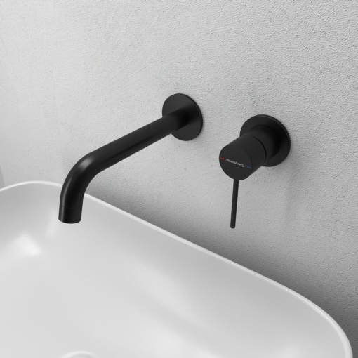 Смеситель для раковины Abelsberg Fluida ERF75105MB из стены, вулканический черный