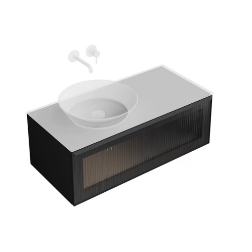 IC.100.1/BLK Тумба ICONICO подвесная 100 с рифленым стеклом, 1 ящик, черная