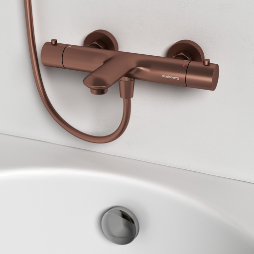 Смеситель для ванны и душа Abelsberg Perfecta INF61101BC с термостатом, песчаная медь