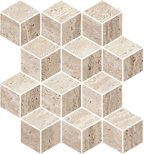 KMD2MSM019BR Про Травертин мозаичный микс матовый обрезной 34,5x37x0,9 декор