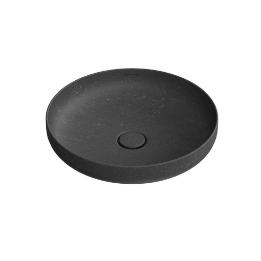 KMSFWb46MBlSt0 Раковина SAFI накладная 46 с крепежом и донным клапаном, черный камень