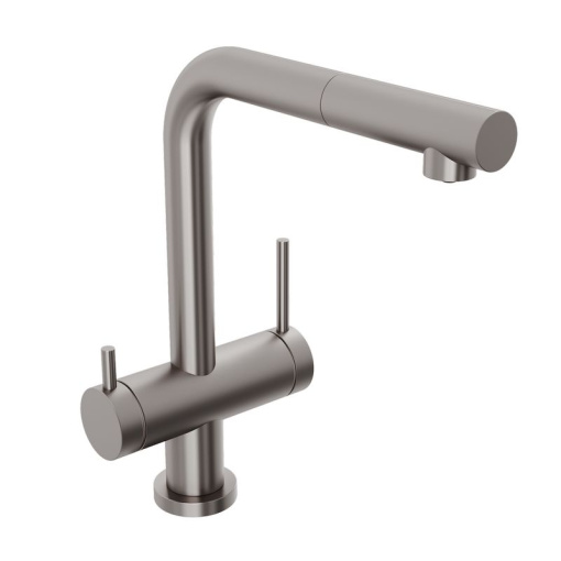 Смеситель для кухни Abelsberg Pura OTF70709BN c вытяжным изливом и возможностью подключения фильтра для воды, цвет титан, PVD покрытие