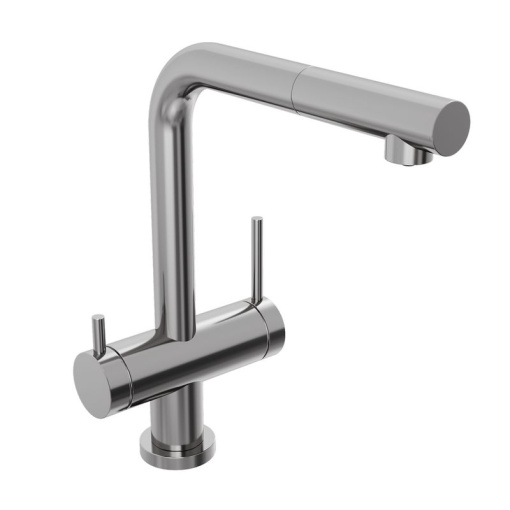 Смеситель для кухни Abelsberg Pura OTF70709CH c вытяжным изливом и возможностью подключения фильтра для воды, цвет глянцевый хром