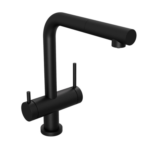 Смеситель для кухни Abelsberg Pura OTF70709MB c вытяжным изливом и возможностью подключения фильтра для воды, цвет матовый черный