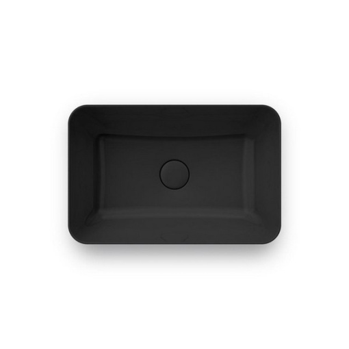 PLR.NN.wb.55/BLK.M Раковина PLAZA 55х36 см накладная без отвер. под смеситель c дон. клапаном, черная