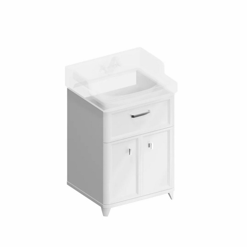 PO.M.60.1/WHT Тумба POMPEI напольная с ящиком и дверцами 60, белая глянцевая