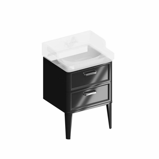 PO.M.60.2/BLK Тумба POMPEI напольная с 2 ящиками 60, черная глянцевая