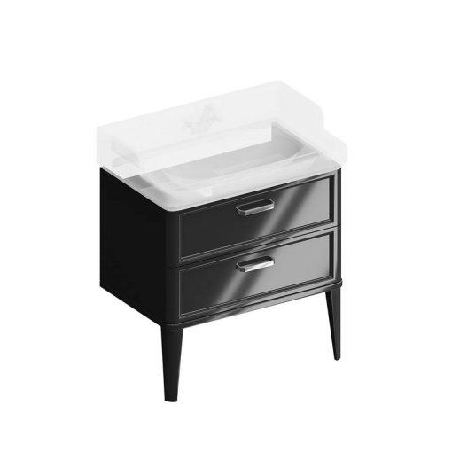 PO.M.80.2/BLK Тумба POMPEI напольная с 2 ящиками 80, черная глянцевая
