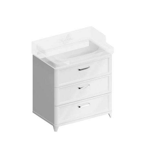 PO.N.80.3/WHT Тумба POMPEI напольная с 3 ящиками 80, белая глянцевая