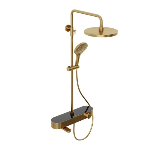 Душевая система Abelsberg Intensa SNS52655BG с термостатом и полкой для ванны и душа, королевское золото