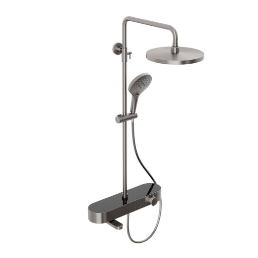 Душевая система Abelsberg Intensa SNS52655BN с термостатом и полкой для ванны и душа, титан