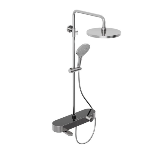 Душевая система Abelsberg Intensa SNS52655CH с термостатом и полкой для ванны и душа, глянцевый хром