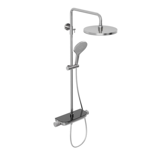 Душевая система Abelsberg Lineara SNS52790CH с термостатом и полкой для душа, глянцевый хром