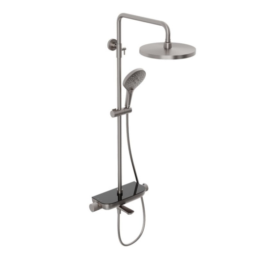 Душевая система Abelsberg Lineara SNS52791BN с термостатом и полкой для ванны и душа, титан