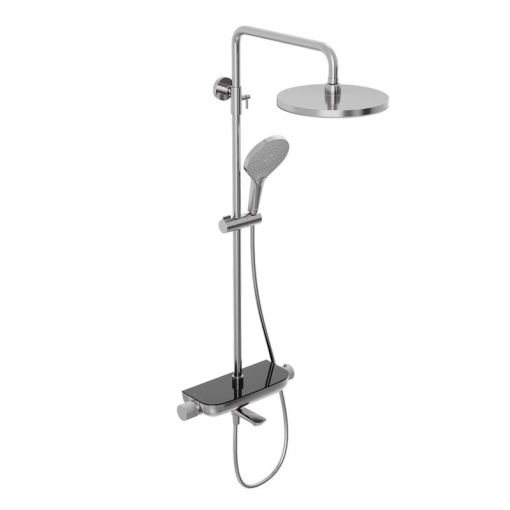 Душевая система Abelsberg Lineara SNS52791CH с термостатом и полкой для ванны и душа, глянцевый хром