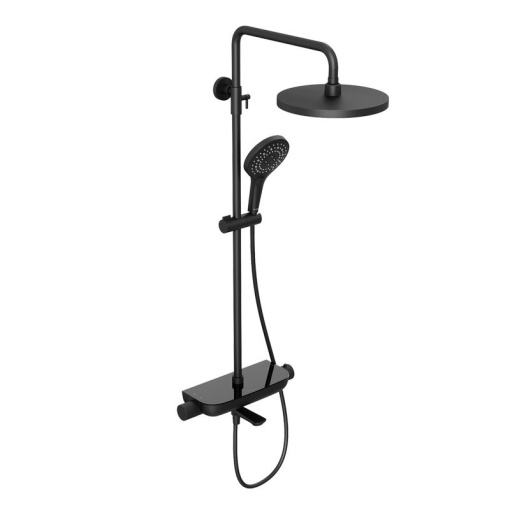 Душевая система Abelsberg Lineara SNS52791MB с термостатом и полкой для ванны и душа, вулканический черный