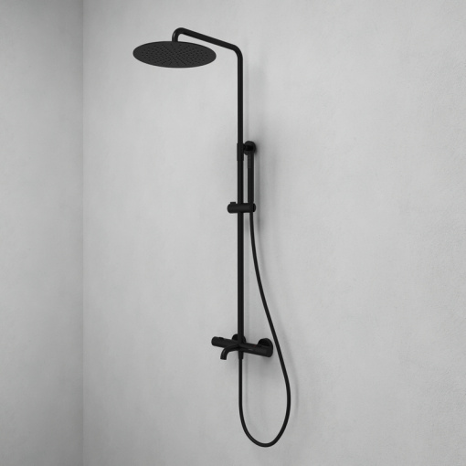 Душевая система Abelsberg Fluida SNS75102MB с термостатом для ванны и душа, вулканический черный